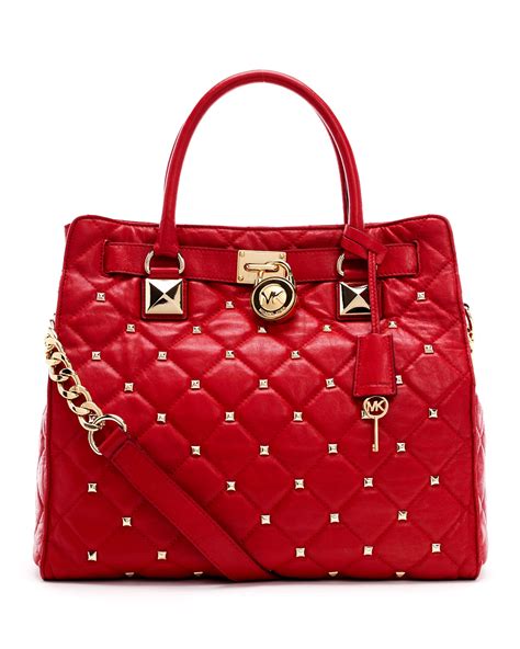 michael kors red quilted hamilton tote|Michael Kors saffiano leather tote.